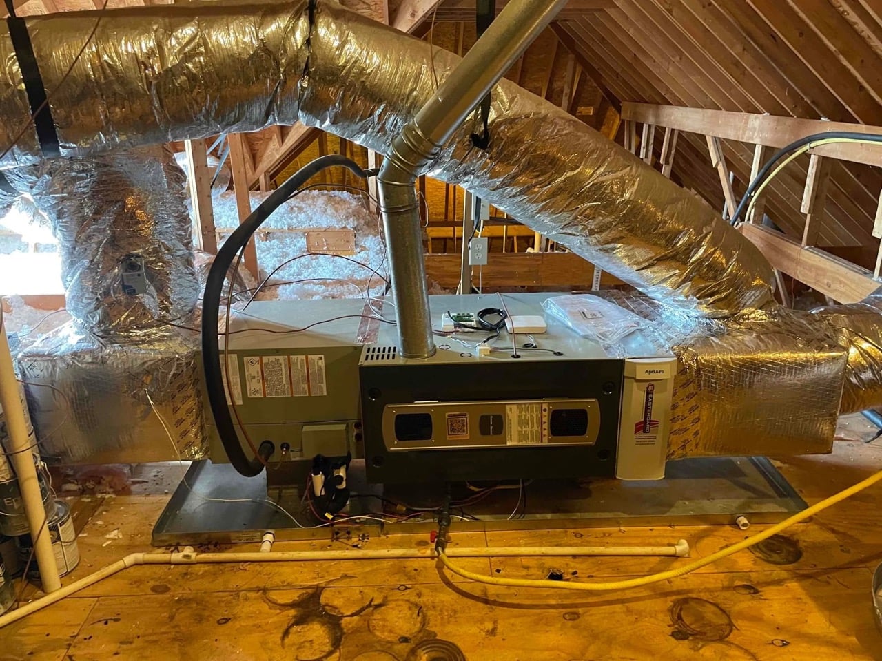 Heating unit inside attic of residential home